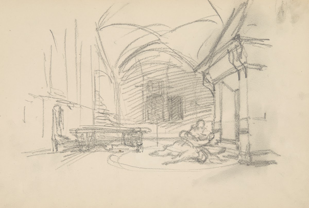 szkic sceny we wnętrzu 1883