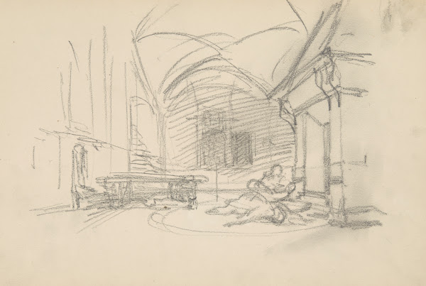 szkic sceny we wnętrzu 1883
