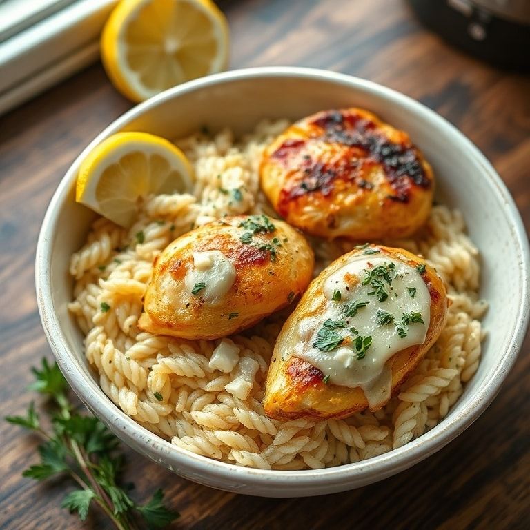 Easy Greek Chicken Bowls with Lemon Orzo for Dinner – Quick & Flavorful