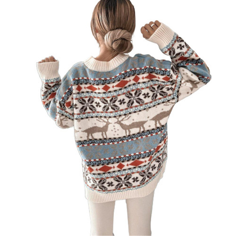 Women's Knitted Sweater with Animal Motif