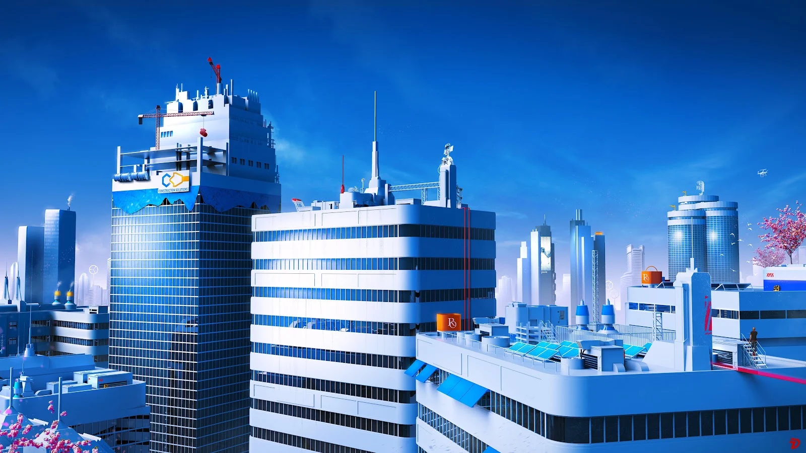 Futuristic White City Skyline - Digital Art 4K Wallpaper (5000x2811)