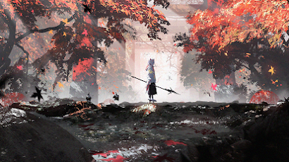 Landscape, Trees, Leaves, Anime Boys, Mask  Wallpaper Background