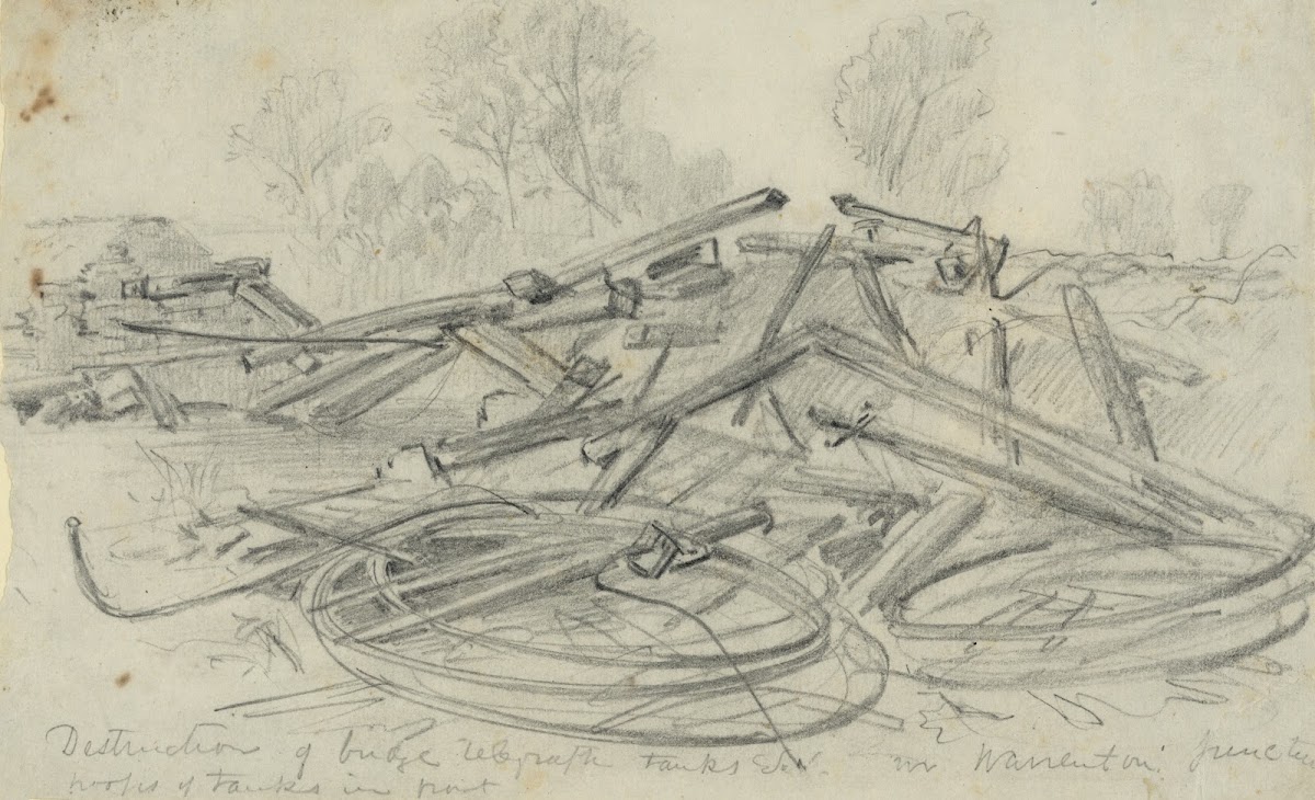 Destruction of bridge telegraph tanks Etc in Warrenton Junction 1863