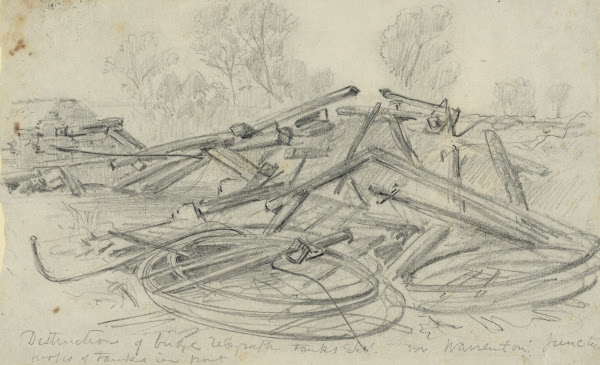 Destruction of bridge telegraph tanks Etc in Warrenton Junction 1863