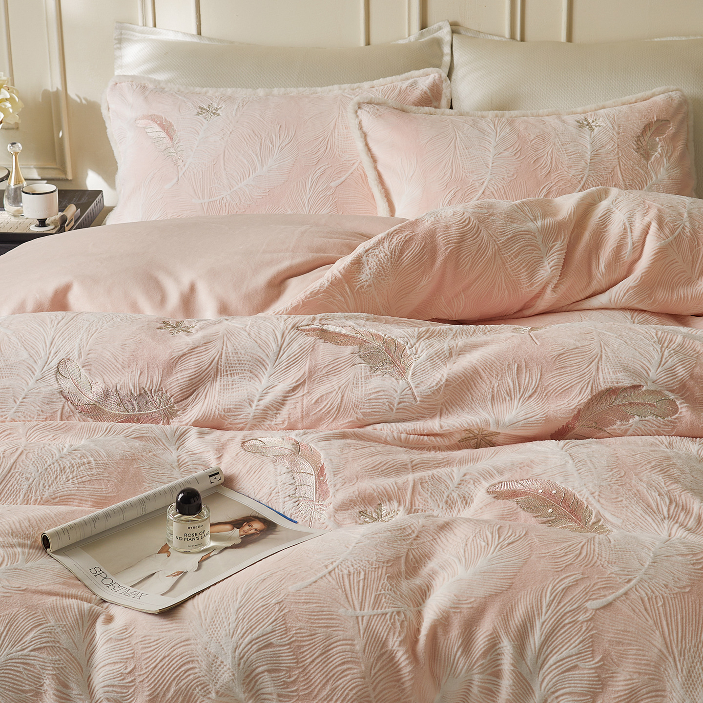 Milk Fiber Bedding 4-piece, Winter, Floral Pattern