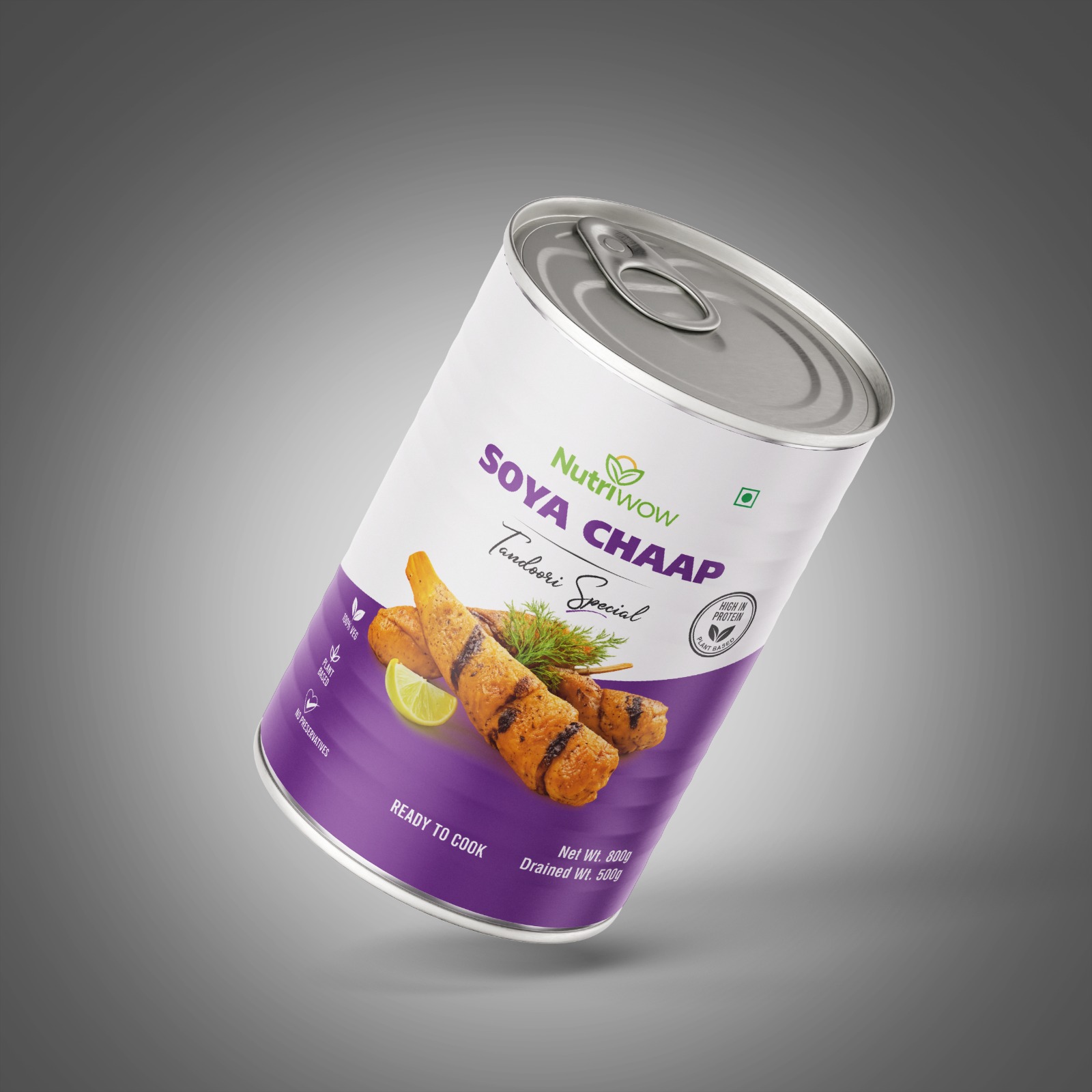 Nutriwow Premium Tandoori Soya Chaap | Ready-to-Cook | High Protein Vegetarian | Authentic Tandoori Flavor | 800g