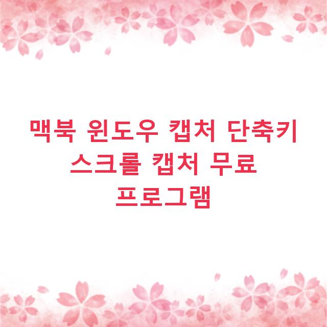 맥북 윈도우 캡처 단축키 스크롤 캡처 무료 프로그램
