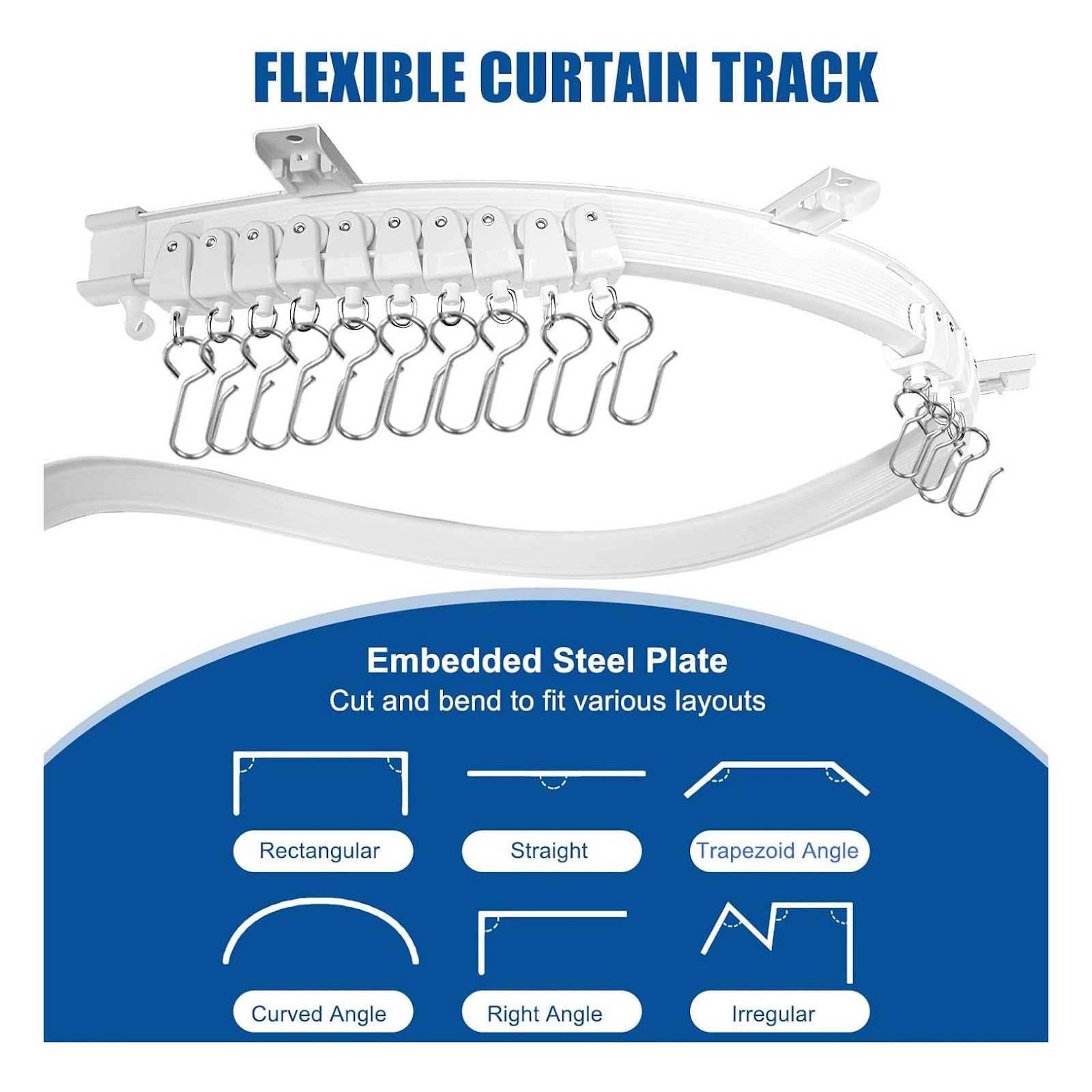 Flexible Curtain Track, 5 m, PVC, white