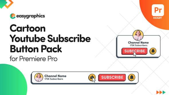 Cartoon Youtube Subscribe Button Pack for Premiere Pro Free Download – Envato Elements