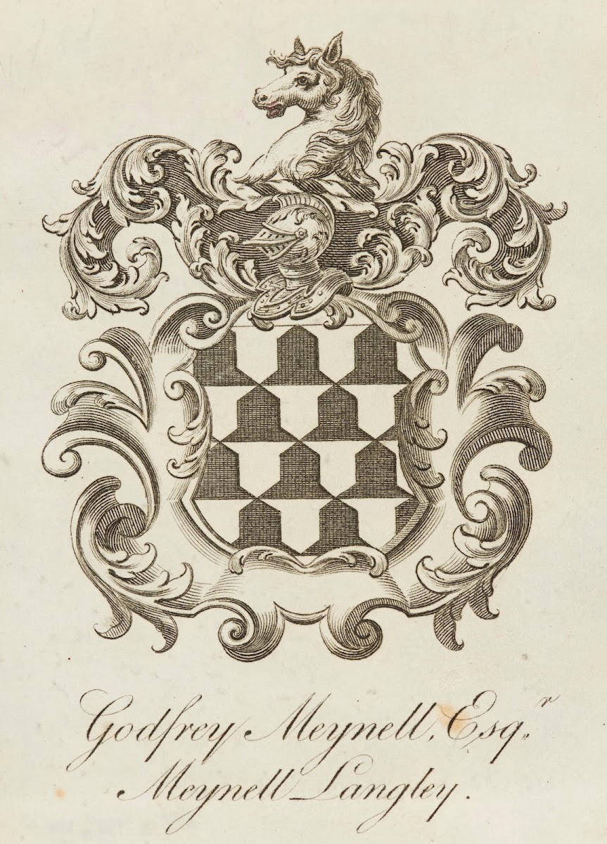 Bookplate Godfrey Meynell Esqr Meynell Langley
