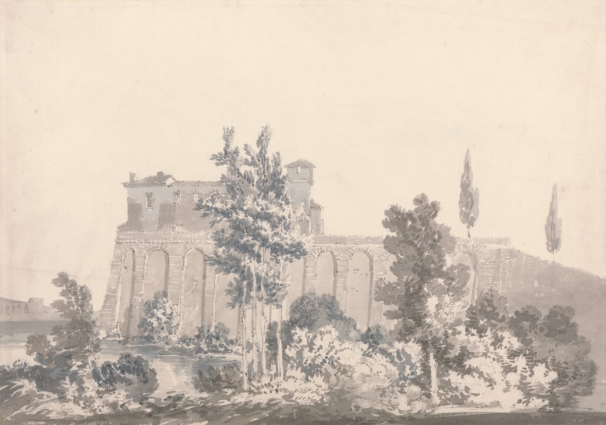 Buildings Overlooking Water near Naples ca 1796