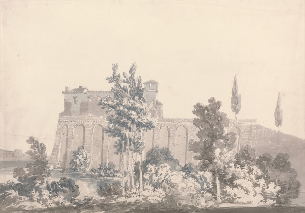 Buildings Overlooking Water near Naples ca 1796