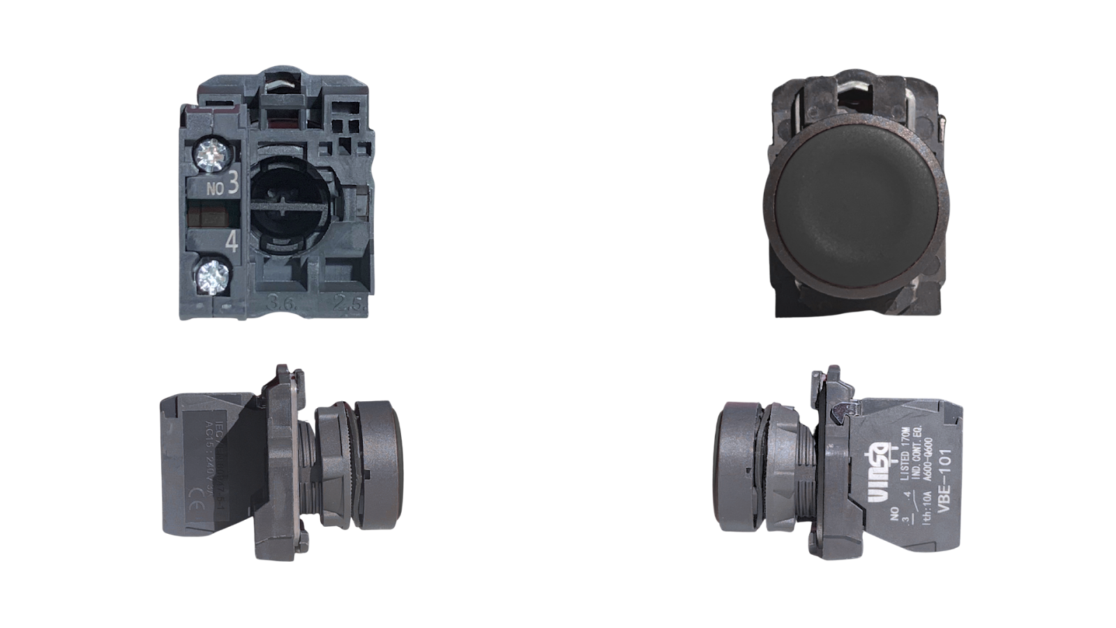 Flush Button Spring Return Memory Black 1 N/O