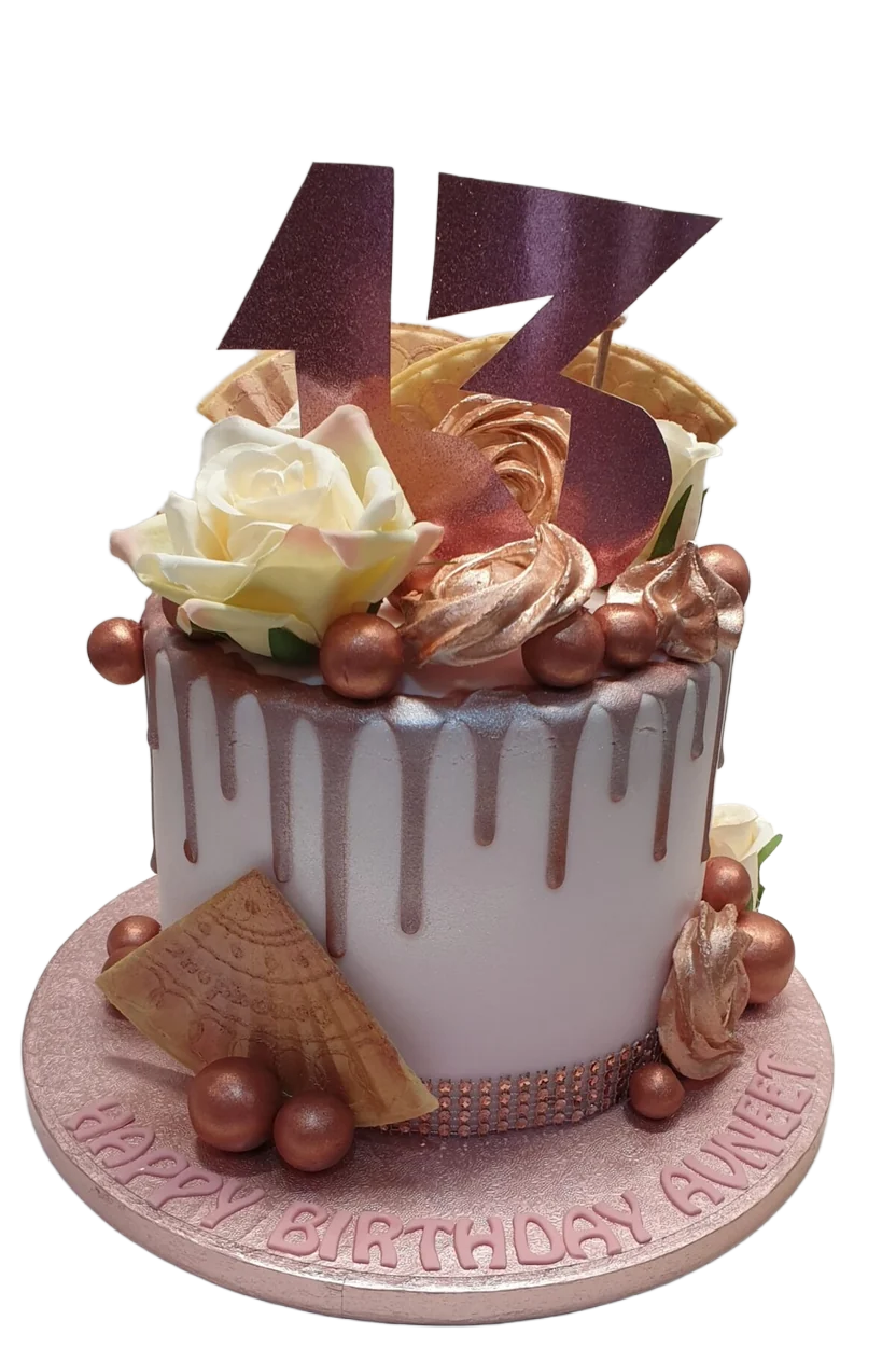 Rose Gold Themed Teenager Birthday Cake CB-NC393
