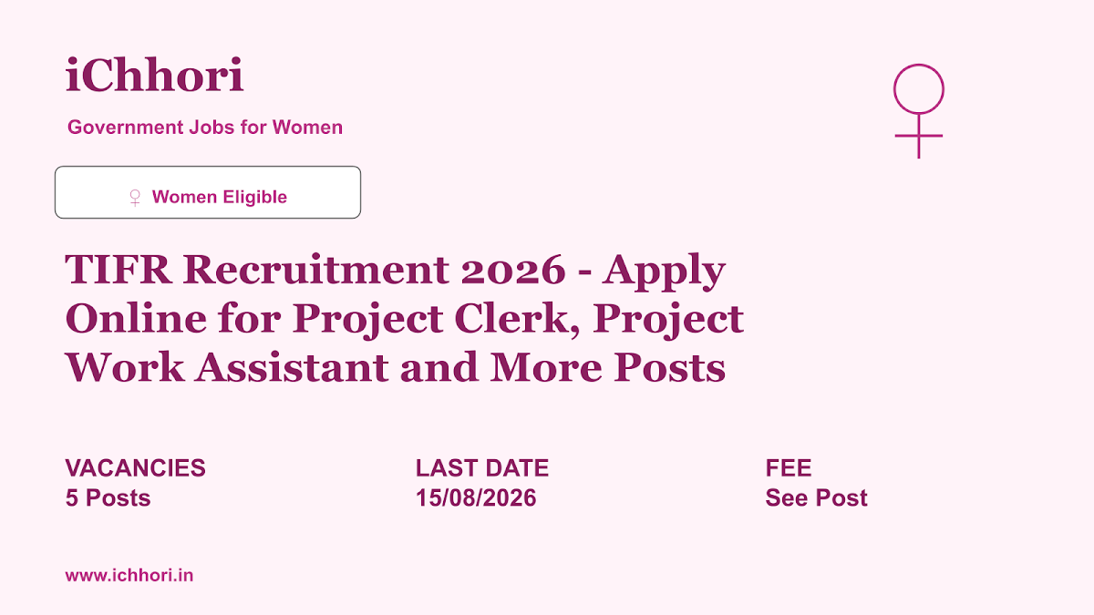 TIFR Recruitment 2026 - Apply Online for Project Clerk, Project Work Assistant and More Posts - iChhori