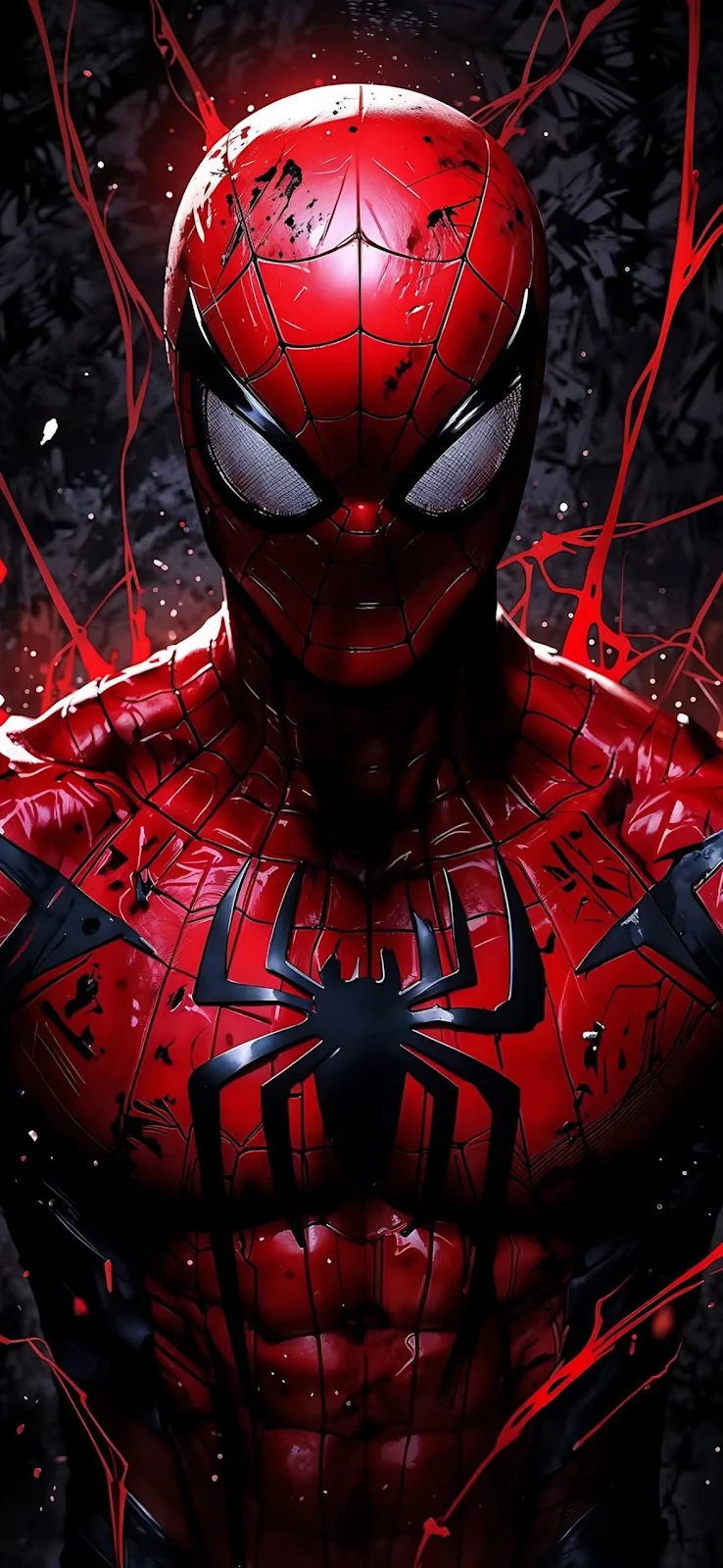 Spider Man Red Suit Art - Digital Illustration Full HD iPhone Wallpaper (1179x2556)