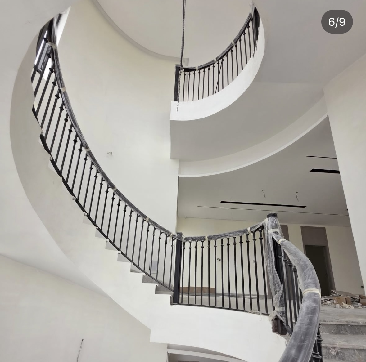 Black powder coated stair railing UAE — Al Taher Group