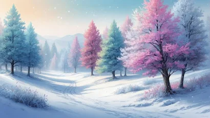 Ai Art, Digital Art, Digital Painting, Landscape, Winter 4K Wallpaper Background