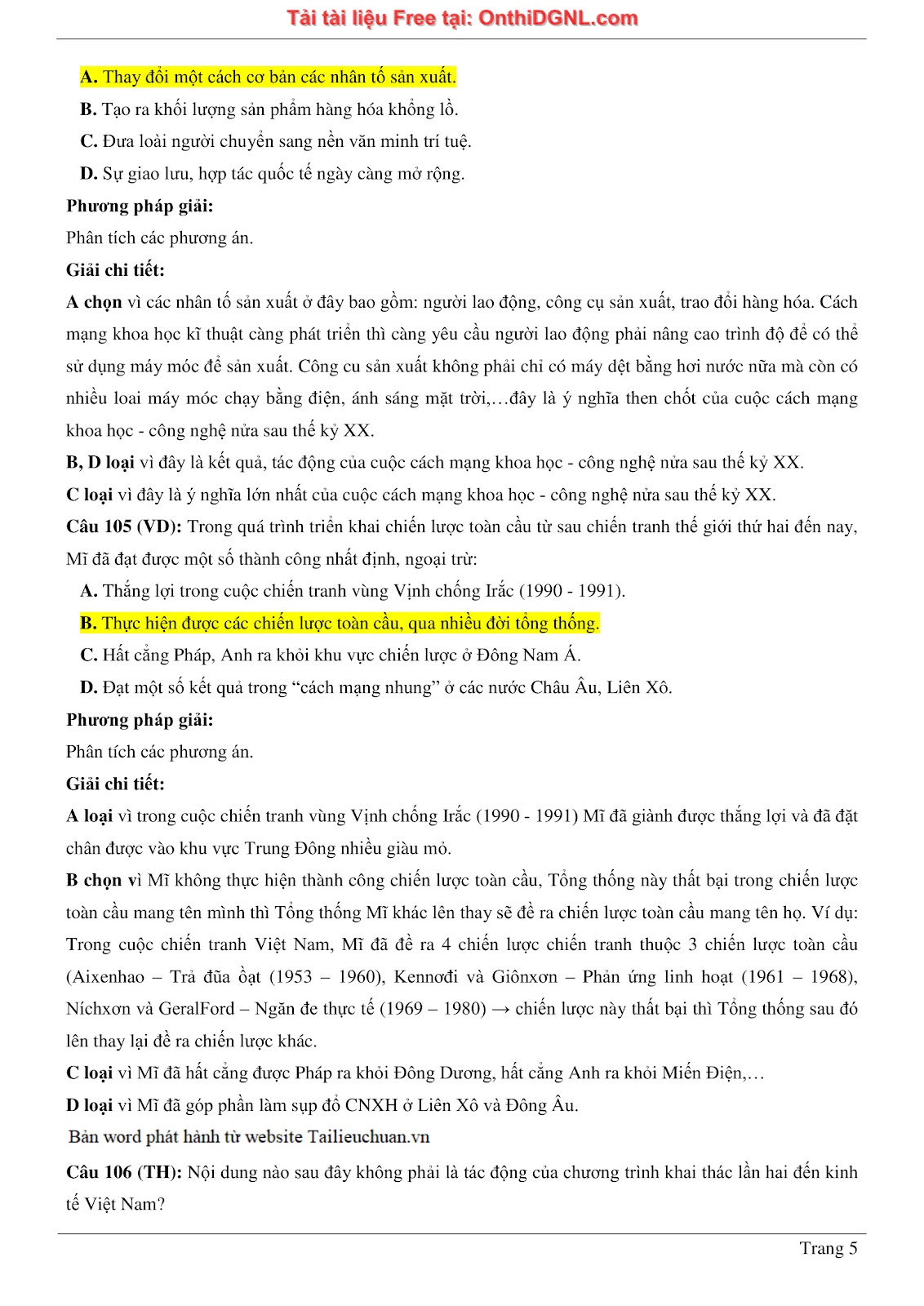 150 bài tập môn Sủ- Ôn thi ĐGNL ĐHQG HN Phần 2