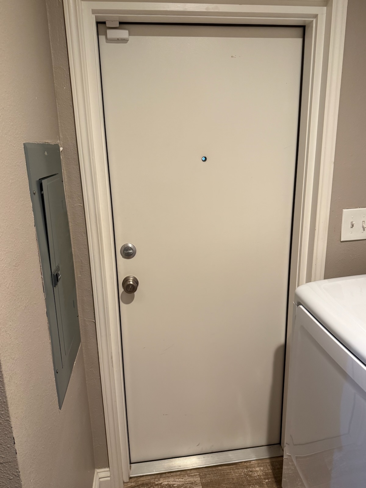 Entry door interior side with new hardware