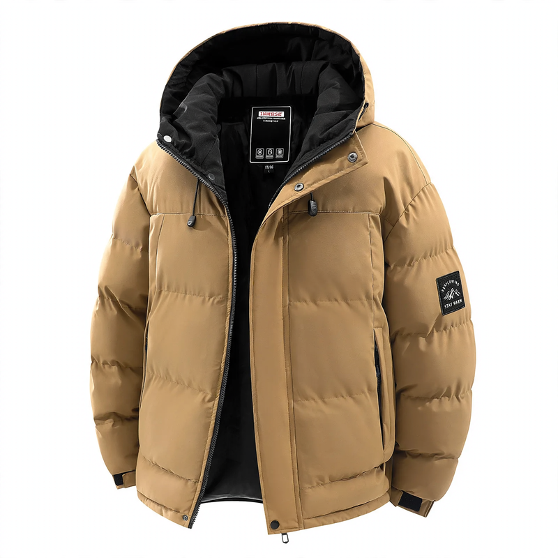 Unisex Steppjacke, Stehkragen, gefüttert, winddicht