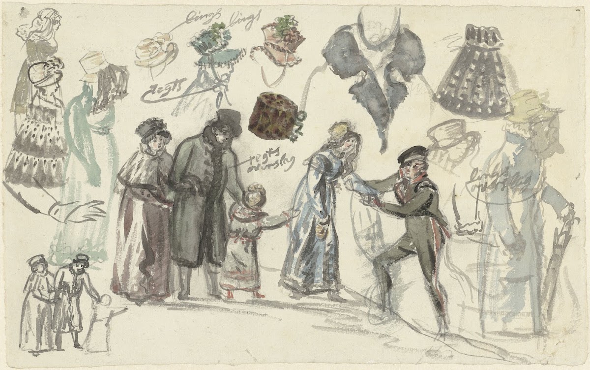 Kostuumstudies van een dame en een heer 1770   1825