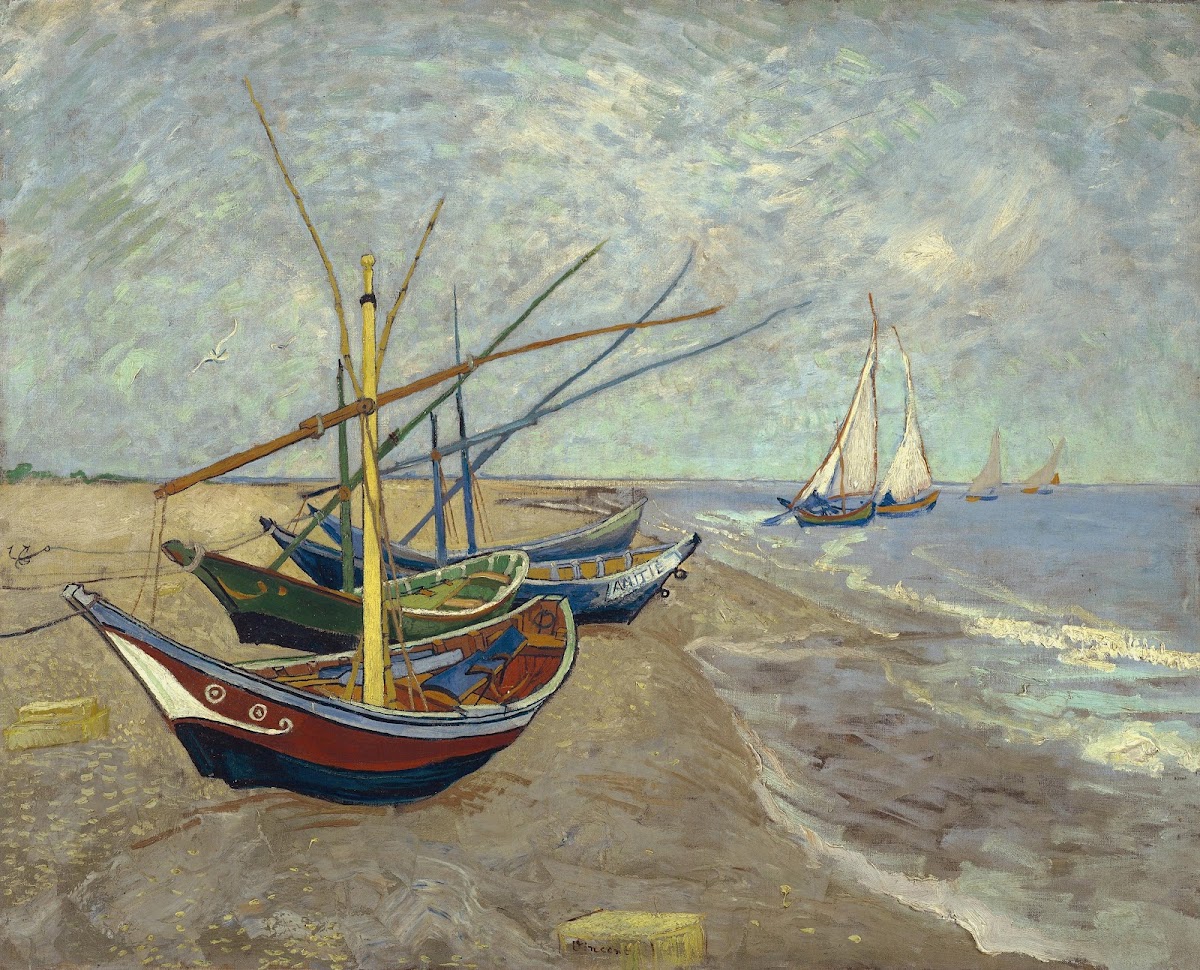 Fishing boats on the beach at Les Saintes Maries de la Mer 1888