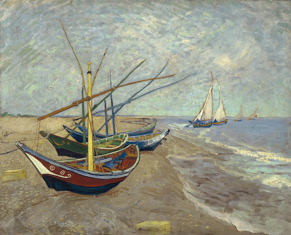 Fishing boats on the beach at Les Saintes Maries de la Mer 1888