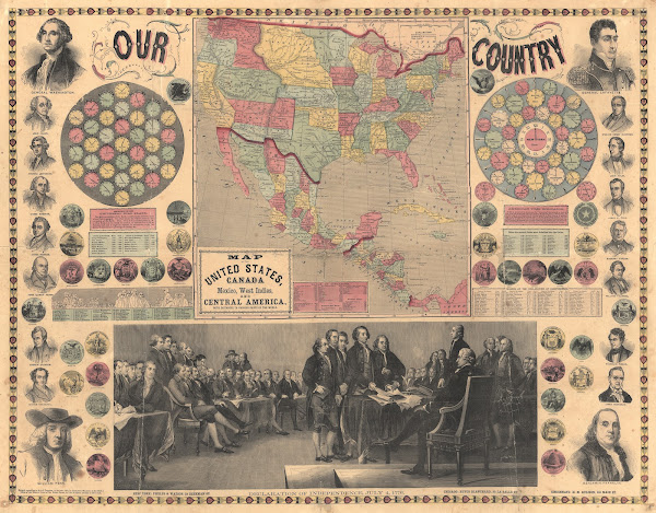Map of the United States Canada Mexico West Indies and Central America 1859