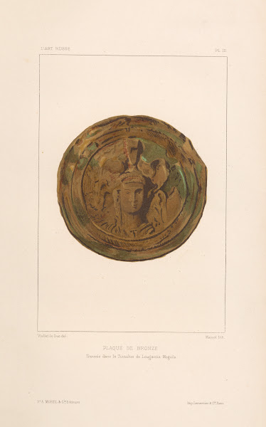 Plaque de bronze trouvée dans le tumulus de Lougavaïa Moguila 1877