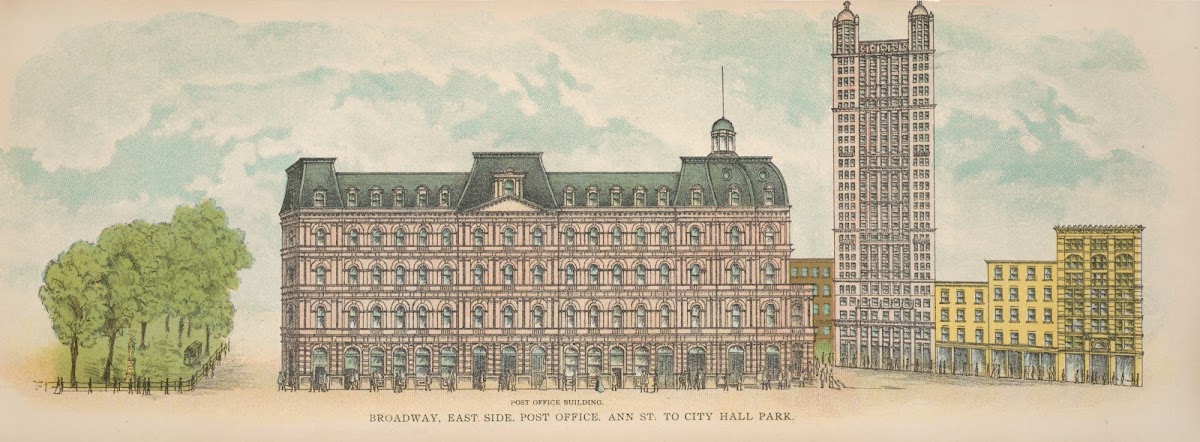 Broadway East Side Post Office Ann St to City Hall Park 1899