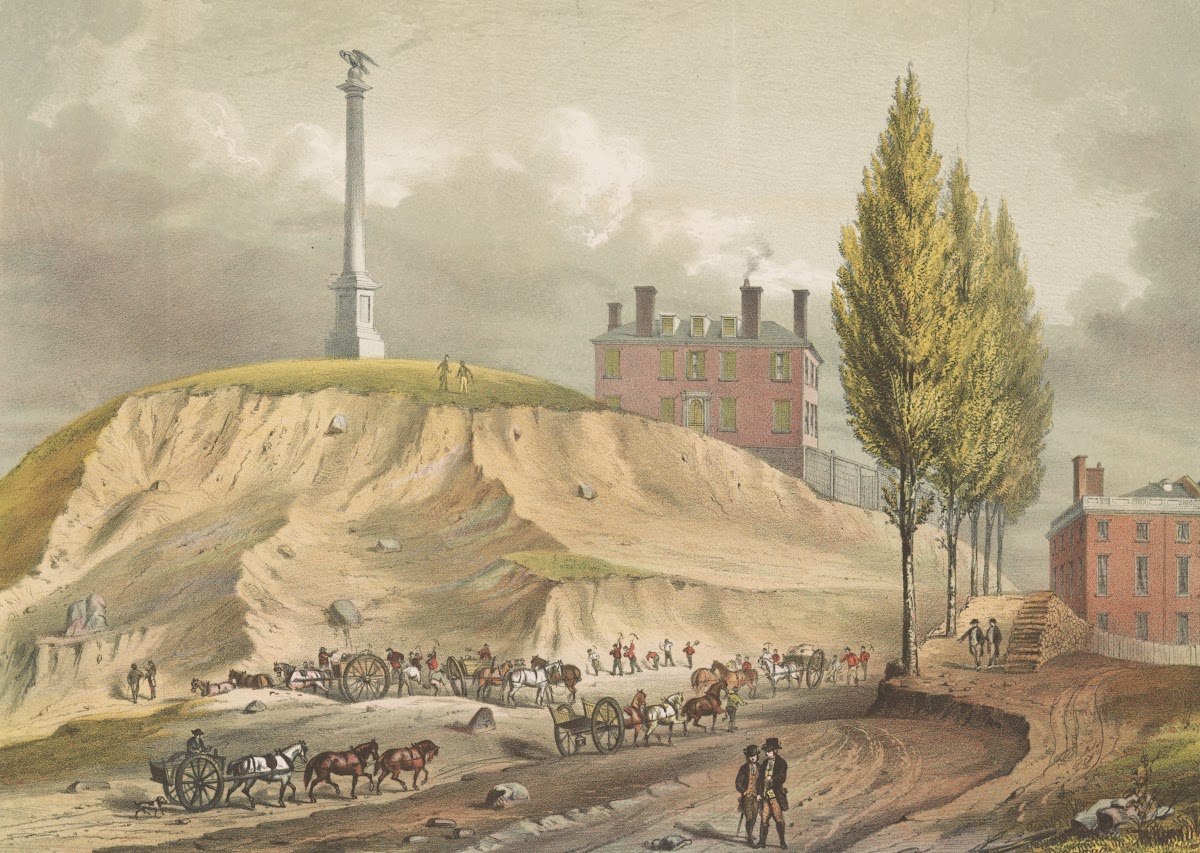 Old Boston Beacon Hill from Mt Vernon St near the head of Hancock St