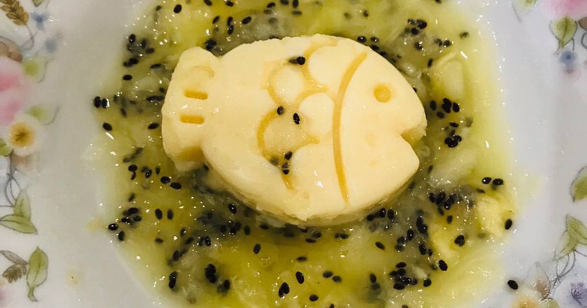 Pudding đậu gà sốt kiwi vàng