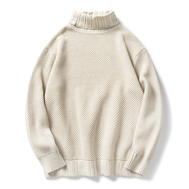 Men's knitted sweater with roll neck in retro style