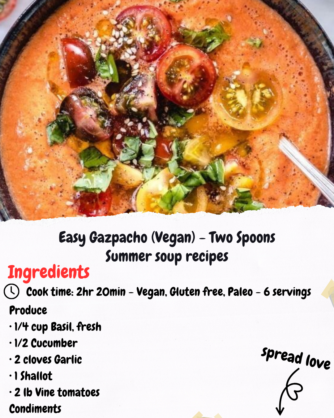Easy Gazpacho (Vegan) - Two Spoons Summer soup recipes