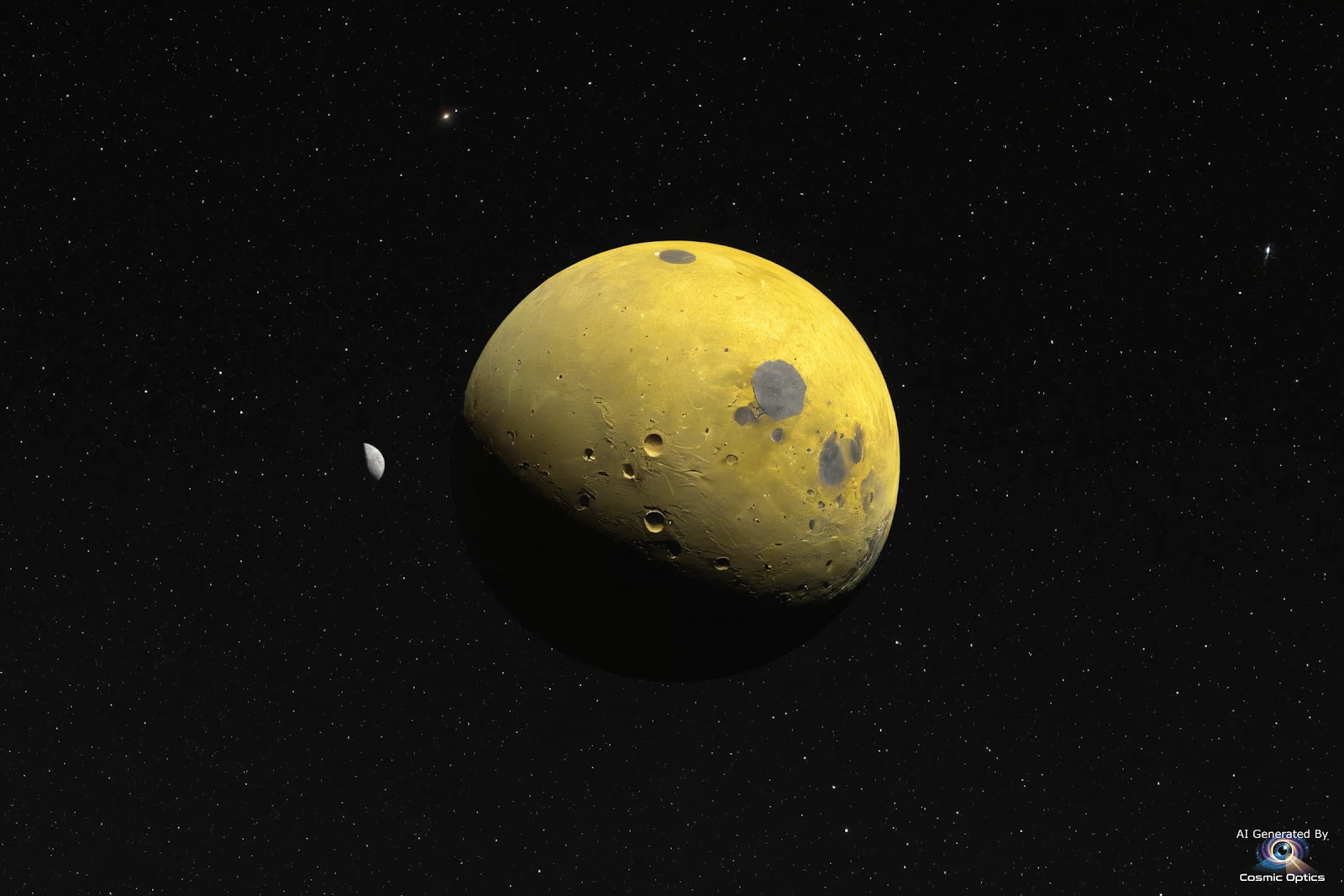 An authentic, standalone astrophotography snapshot of Jupiter's moon Io in deep space. A single, sol_00022