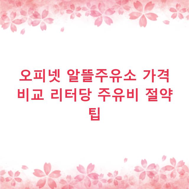오피넷 알뜰주유소 가격 비교 리터당 주유비 절약 팁