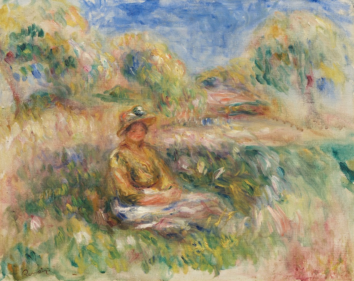 Femme assise dans un paysage 1918