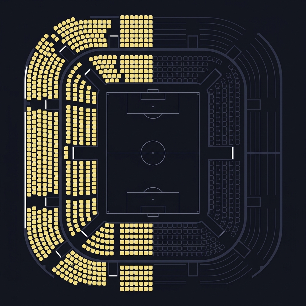 Split 2D vector graphic showing packed stands represented by filled seat blocks and empty stands with outlined seats to illustrate crowd effects for How Home-Field Advantage Varies by Stadium
