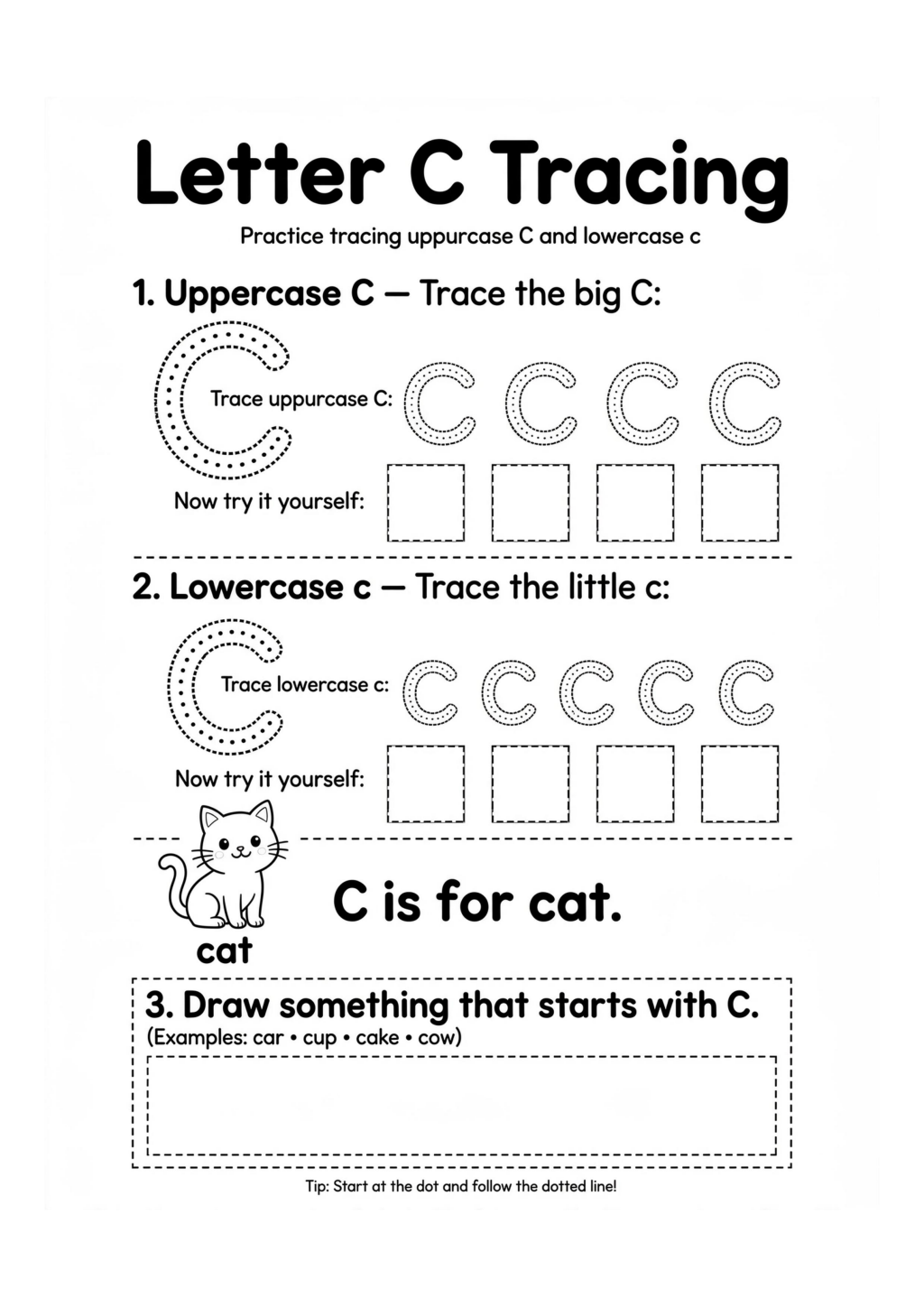 Letter C Tracing Worksheet