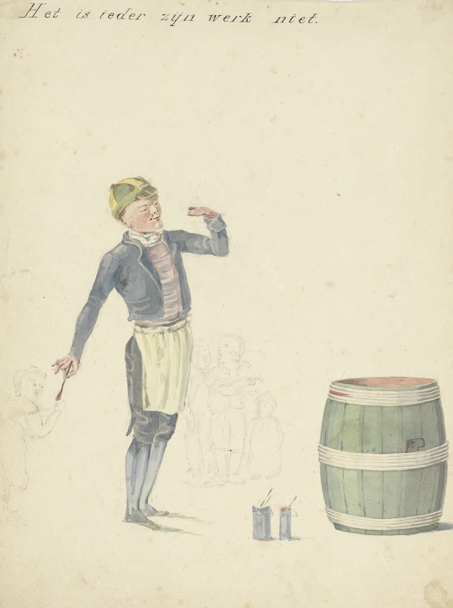 Schooljongen die een ton beschildert 1811   1873