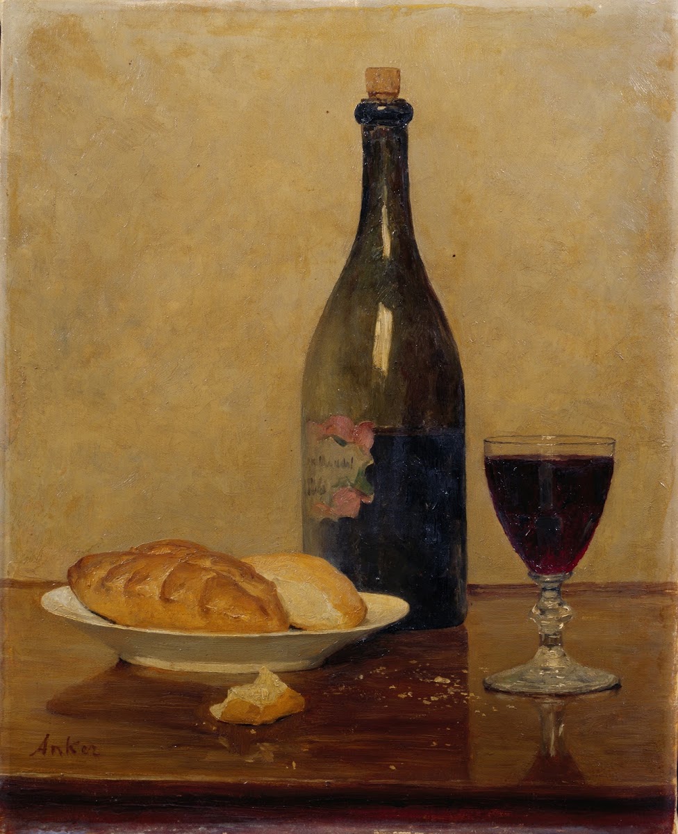 Stillleben Alter Wein und Brot 1896
