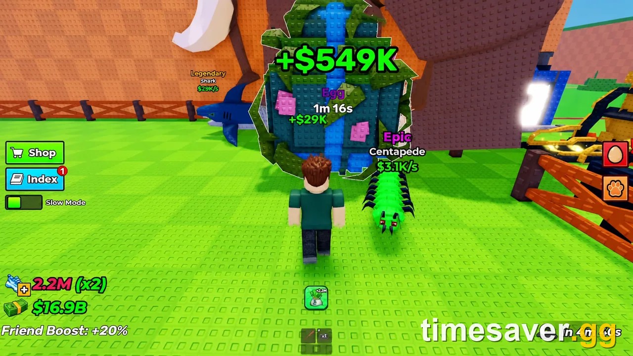 Steal An Egg base pen with a stolen egg and hatched pets generating income