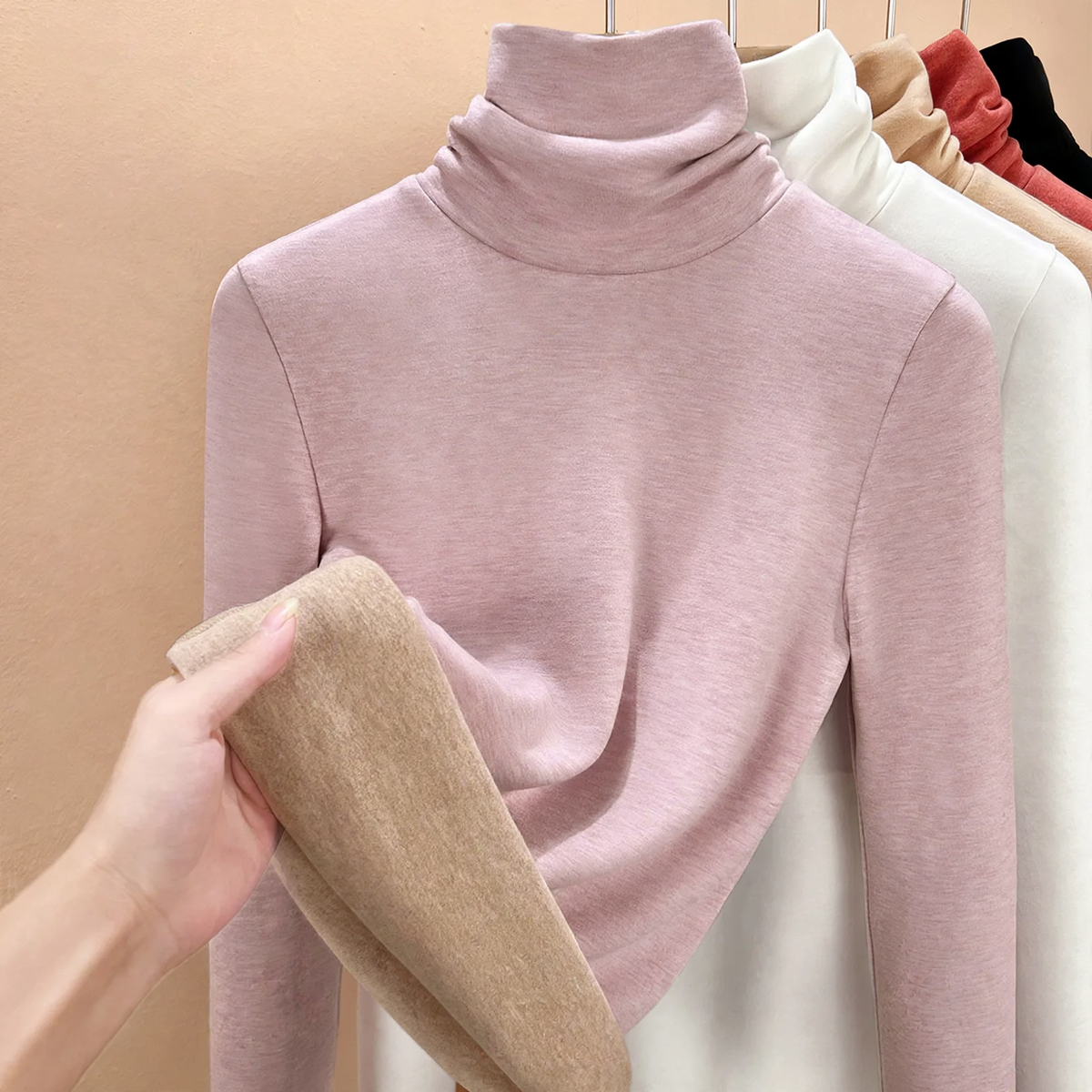 Padded Knit Sweater with High Collar