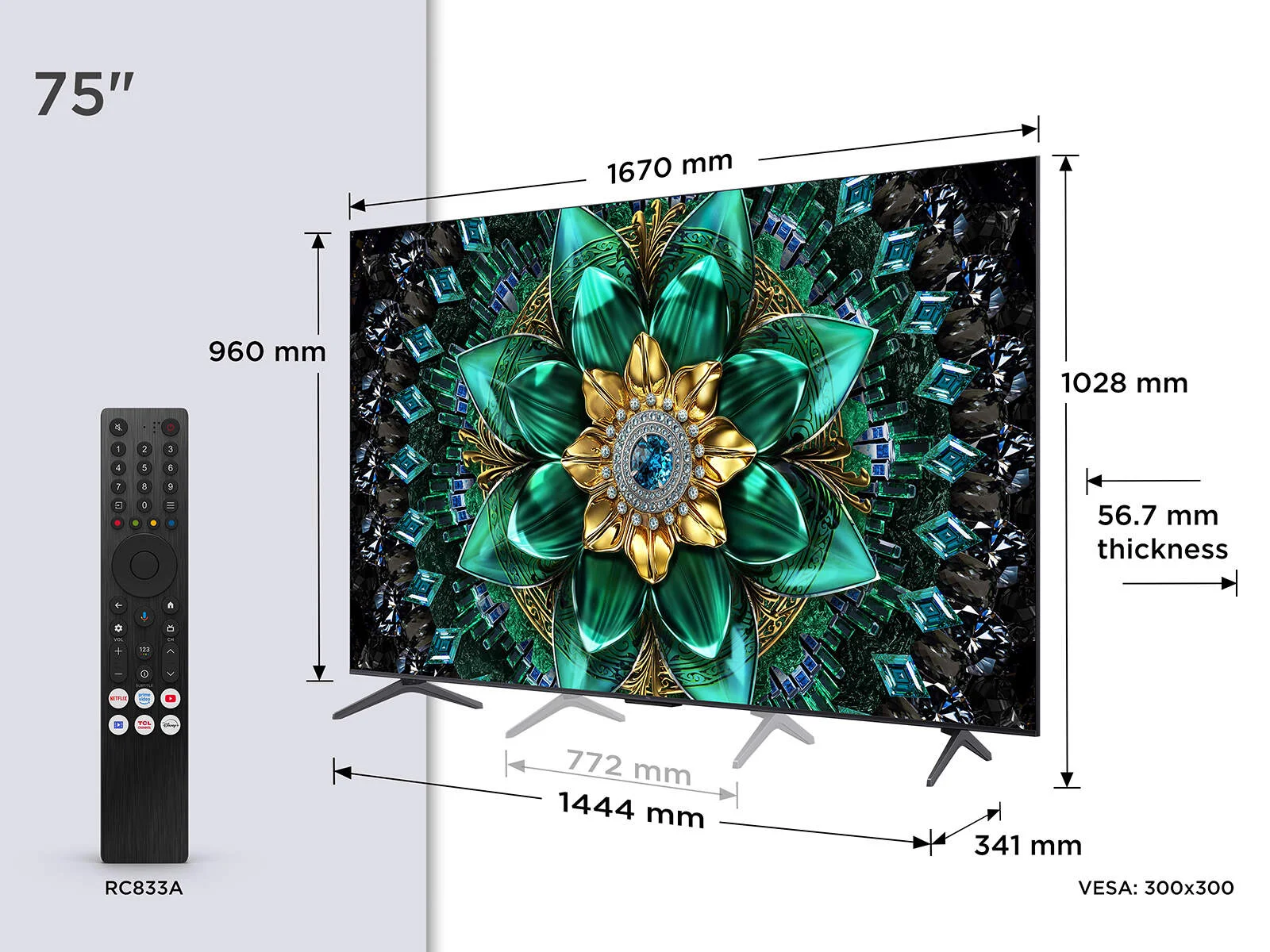 TCL 75Q6C 슬림한 디자인과 초슬림 베젤