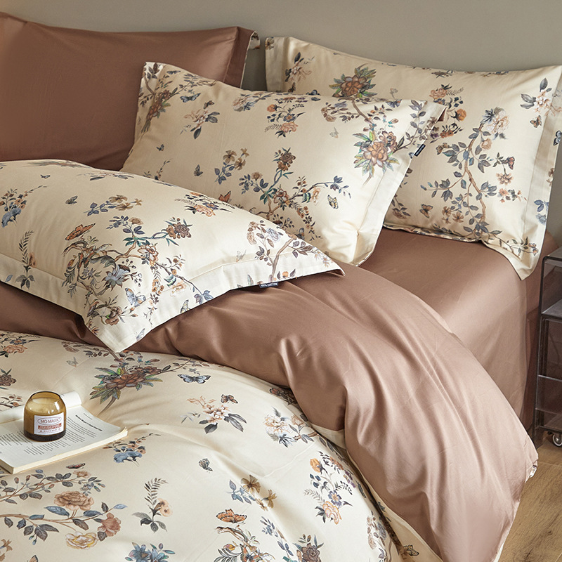 Cotton bedding set, 4 pieces, digital print, country house style