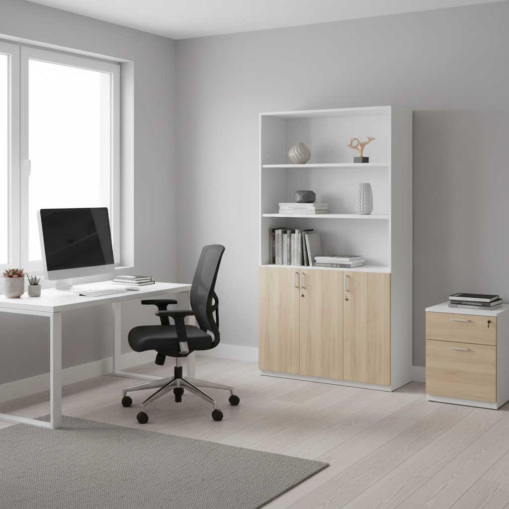 RADAR Color Full Height Three-Lower Door and Top Open Storage Cabinet