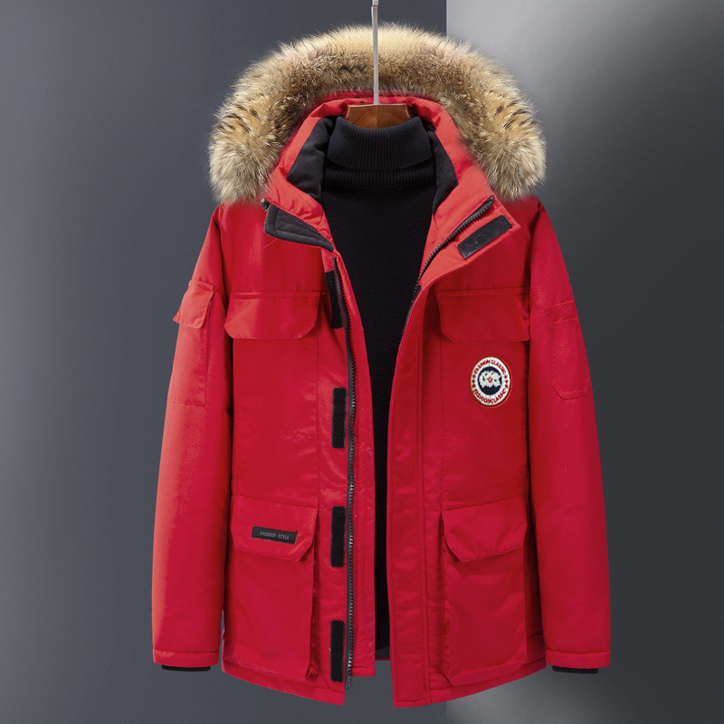 Herren-Daunenparka, mittellang, für Outdoor-Aktivitäten