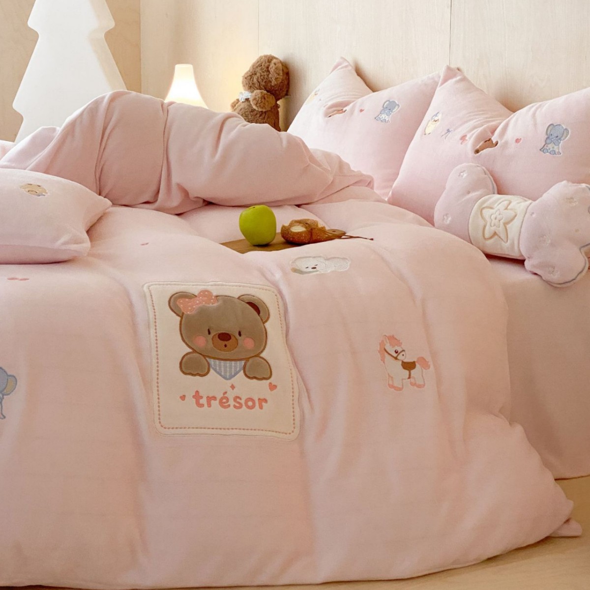 Milchfaser-Fleece Bettwäsche-Set, Cartoon-Design, antistatisch