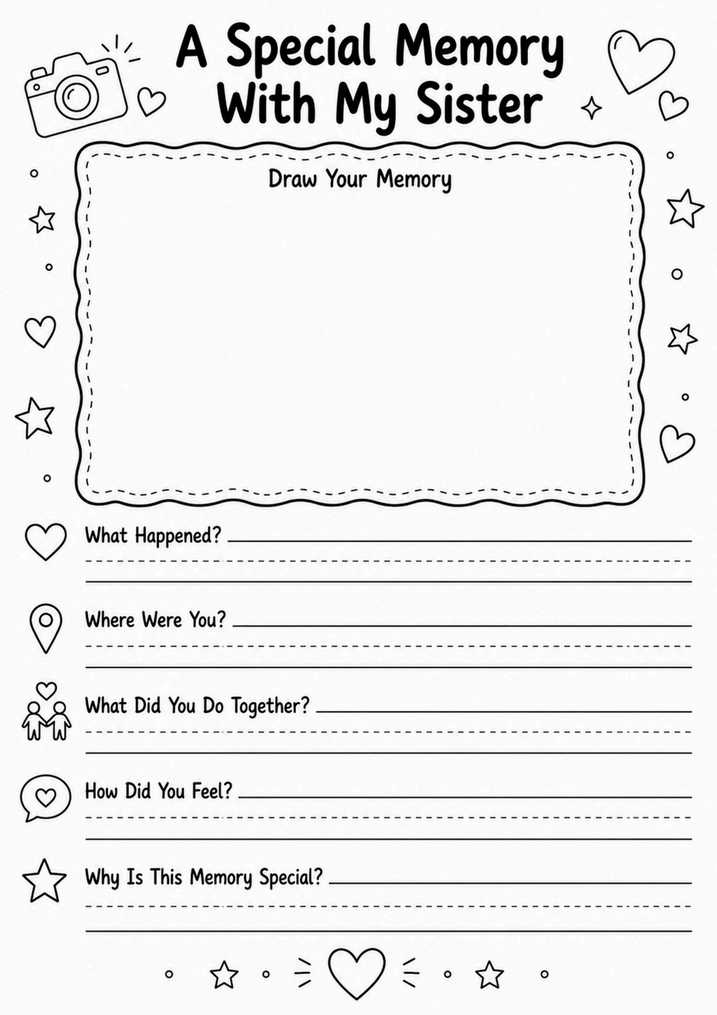 A Special Memory With My Sister Worksheet